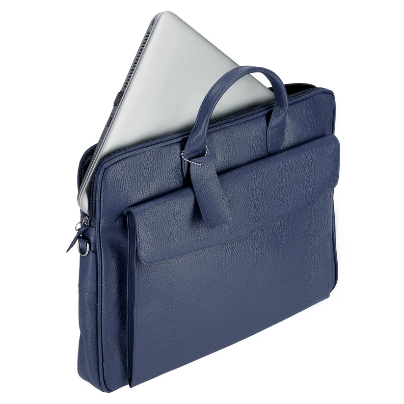 Blue Sleek Carrier Laptop Leather Bag 1